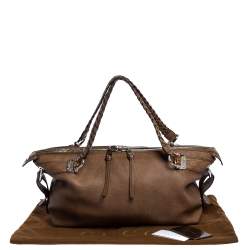 Pre Owned Gucci Brown Leather Medium Bamboo Bar Satchel