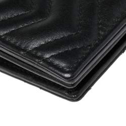 Gucci Black Matelasse Leather GG Marmont Card Case