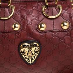 Pre Owned Gucci Red Leather and Suede Large Babouska Indy Boston Bag