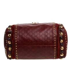 Pre Owned Gucci Red Leather and Suede Large Babouska Indy Boston Bag