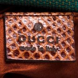 Gucci Multicolor Embroidered Fabric and Lizard Horsebit Chain Clutch