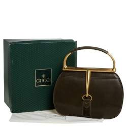 Pre Owned حقيبة غوتشي هورسبيت دكتور فينتدج جلد أخضر زيتوني