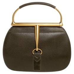 Pre Owned حقيبة غوتشي هورسبيت دكتور فينتدج جلد أخضر زيتوني