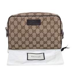 Pre Owned Gucci Beige/Brown GG Canvas and Leather Belt Bag