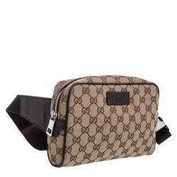 Pre Owned Gucci Beige/Brown GG Canvas and Leather Belt Bag