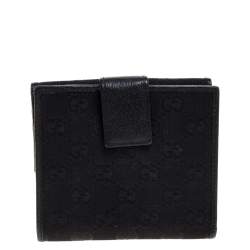 Gucci Black GG Canvas and Leather Mayfair Bow Compact Wallet 