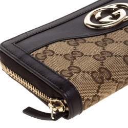 Gucci Beige/Brown GG Canvas and Leather Sukey Zip Around Wallet