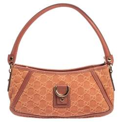 Gucci Orange GG Suede and Leather Abbey D-Ring Pochette Bag