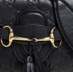 Gucci Black Guccissima Leather Mini Emily Chain Shoulder Bag