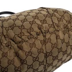 Gucci Beige/Brown GG Canvas and Leather Pelham Studded Hobo