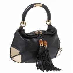 Pre Owned حقيبة غوتشي بابوسكا اندي متوسطة جلد سوداء