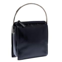 Pre Owned حقيبة غوتشي يد علوية معدن جلد سوداء