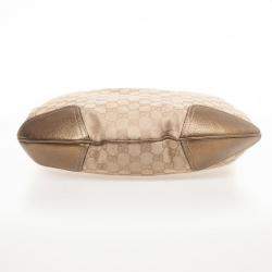 مملوكة مسبقًا Gucci Beige Metallic Monogram Heart Bit Hobo