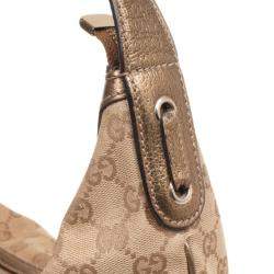 مملوكة مسبقًا Gucci Beige Metallic Monogram Heart Bit Hobo