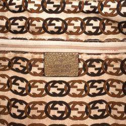 مملوكة مسبقًا Gucci Beige Metallic Monogram Heart Bit Hobo