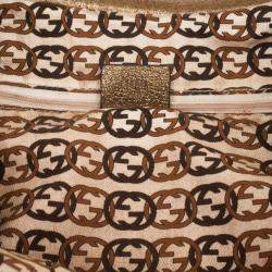 مملوكة مسبقًا Gucci Beige Metallic Monogram Heart Bit Hobo