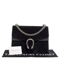 مملوكة مسبقًا Gucci Black Suede and Leather Medium Dionysus Shoulder Bag