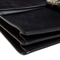مملوكة مسبقًا Gucci Black Suede and Leather Medium Dionysus Shoulder Bag