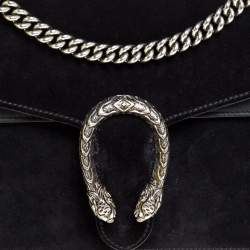 مملوكة مسبقًا Gucci Black Suede and Leather Medium Dionysus Shoulder Bag