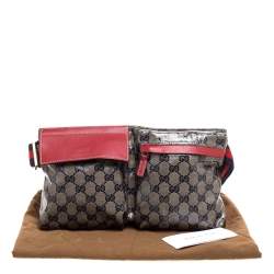 Pre Owned حقيبة خصر غوتشي جلد و كانفاس مقوى بيج و أحمر 