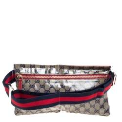 Pre Owned حقيبة خصر غوتشي جلد و كانفاس مقوى بيج و أحمر 