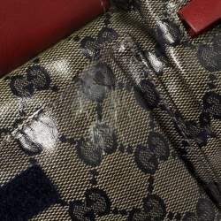 Pre Owned حقيبة خصر غوتشي جلد و كانفاس مقوى بيج و أحمر 