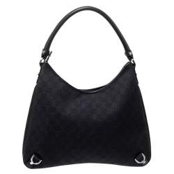 مملوكة مسبقًا Gucci Black GG Canvas Abbey D-Ring Hobo