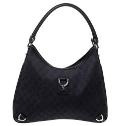 مملوكة مسبقًا Gucci Black GG Canvas Abbey D-Ring Hobo