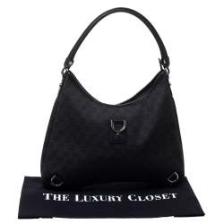 مملوكة مسبقًا Gucci Black GG Canvas Abbey D-Ring Hobo