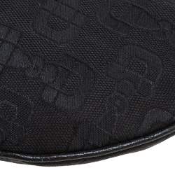 Pre Owned حقيبة هوبو غوتشي غليم جلد وكانفاس طباعة هورسبيت سوداء