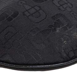 Pre Owned حقيبة هوبو غوتشي غليم جلد وكانفاس طباعة هورسبيت سوداء