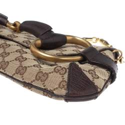 Pre Owned Gucci Beige/Brown GG Canvas Horsebit Chain Clutch