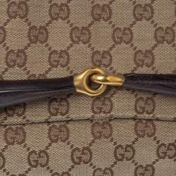 Pre Owned Gucci Beige/Brown GG Canvas Horsebit Chain Clutch