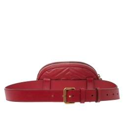 مملوكة مسبقًا Gucci Red Matelassé Leather GG Marmont Belt Bag