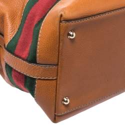 مملوكة مسبقًا Gucci Tan Leather Web Heritage Tote