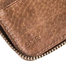 Pre Owned Gucci Tan Guccissima Leather Bamboo Tassel Zip Around Organizer Wallet