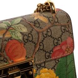 Pre Owned Gucci Multicolor Tian GG Supreme Canvas and  Leather Small Padlock Shoulder Bag