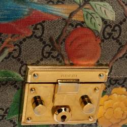 Pre Owned Gucci Multicolor Tian GG Supreme Canvas and  Leather Small Padlock Shoulder Bag