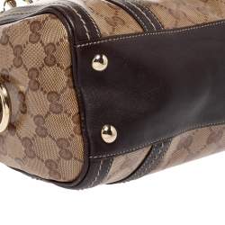 Pre Owned Gucci Beige/Brown GG Crystal Canvas and Leather Small Duchessa Boston Bag