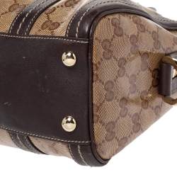 Pre Owned Gucci Beige/Brown GG Crystal Canvas and Leather Small Duchessa Boston Bag
