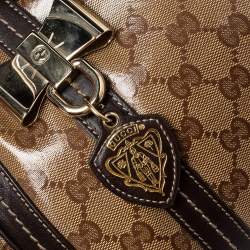 Pre Owned Gucci Beige/Brown GG Crystal Canvas and Leather Small Duchessa Boston Bag