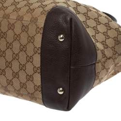 مملوكة مسبقًا Gucci Beige/Brown GG Canvas and Leather Medium Supreme Web Dressage Tote