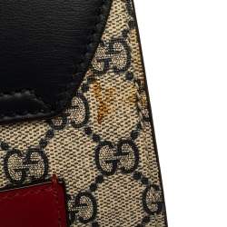 Pre Owned Gucci Tri Color GG Supreme Canvas and Leather Medium Padlock Top Handle Bag