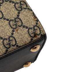 Pre Owned Gucci Tri Color GG Supreme Canvas and Leather Medium Padlock Top Handle Bag