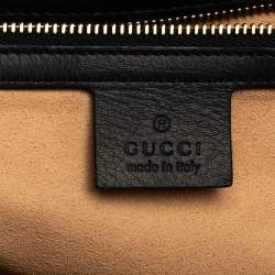 Pre Owned Gucci Tri Color GG Supreme Canvas and Leather Medium Padlock Top Handle Bag