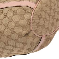 Pre Owned حقيبة يد غوتشي "دي-رينغ" جلد و كانفاس جي جي وردي و بيج