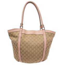 Pre Owned حقيبة يد غوتشي "دي-رينغ" جلد و كانفاس جي جي وردي و بيج
