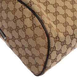 Pre Owned Gucci  Beige/Brown GG Canvas and Leather Rucksack Backpack