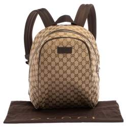 Pre Owned Gucci  Beige/Brown GG Canvas and Leather Rucksack Backpack