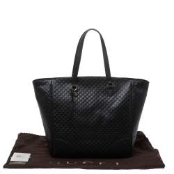 مملوكة مسبقًا Gucci Black Microguccissima Leather Bree Tote